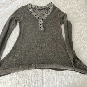Cult Couple Dark Grey Thin Sweater. Size M. Sheer back with sequins.